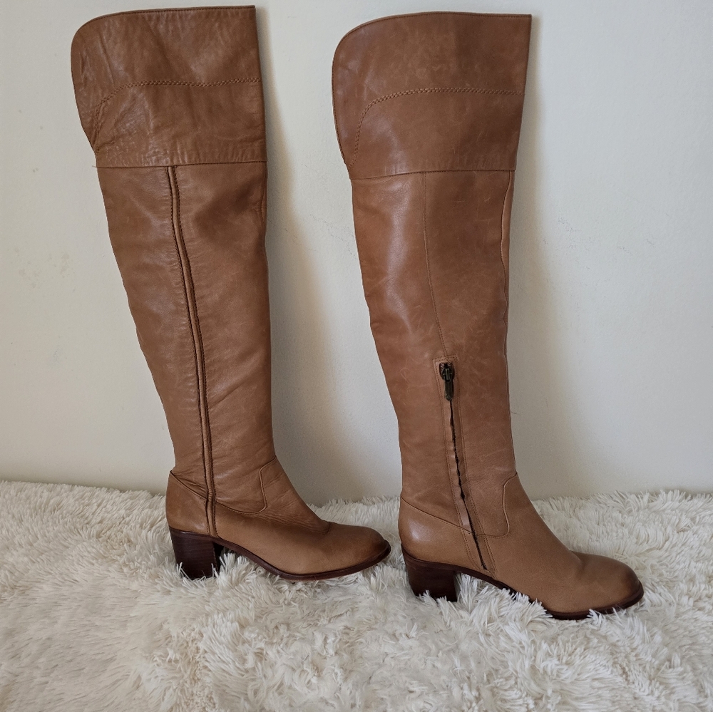Sam Edelman Cognac Leather Over the Knee Boots size 8.5 - Picture 4 of 14